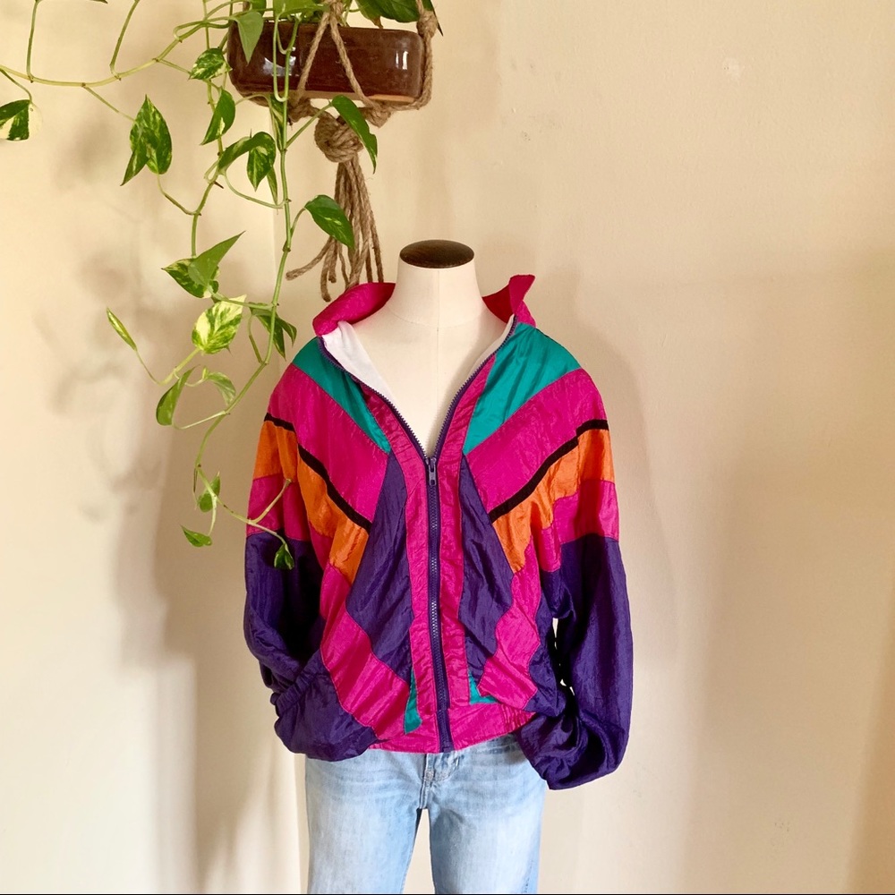 80’s Color-block Windbreaker Jacket
